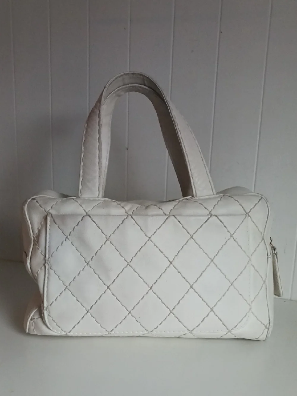 CHANEL VTG WHITE WILD STICH AS IS BAG.